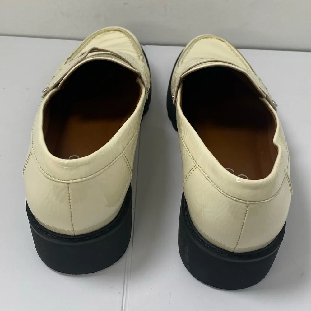 Franco Sarto Balin Lug Sole Women's Cream Patent Leather Penny Loafers